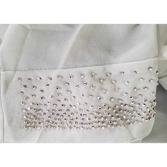 Coldwater Creek Women’s W24 Open Front Cardigan Beaded Sleeves Shoulder Pads - Picture 4 of 7